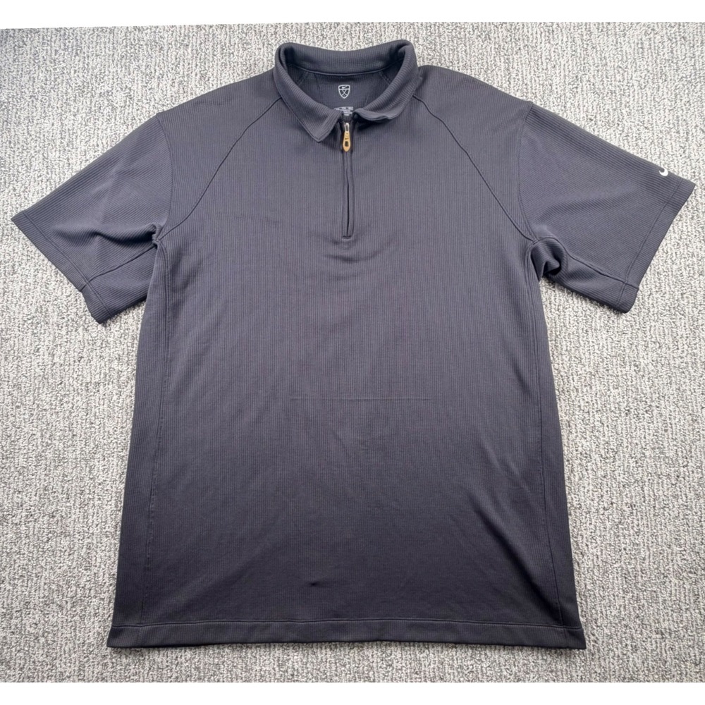 Nike Golf Polo Men XXL Gray Fit Dry 1/4 Zip SS Vented Waffle Knit 206480-060